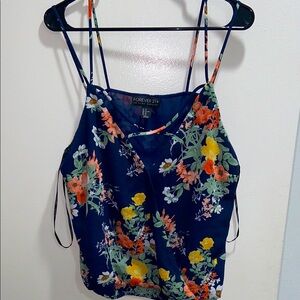 Forever 21 Blue and Yellow Sleeveless Crop Camisole